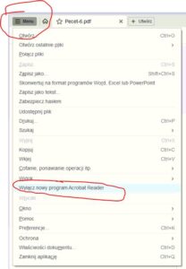 Menu Adobe Reader